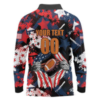 Custom American Football Grunge Long Sleeve Polo Shirt Special Version - Wonder Print Shop