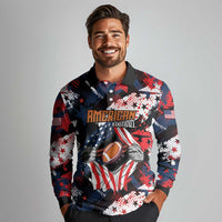 Custom American Football Grunge Long Sleeve Polo Shirt Special Version - Wonder Print Shop