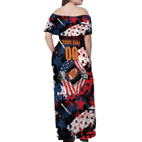 Custom American Football Grunge Off Shoulder Maxi Dress Special Version - Wonder Print Shop