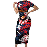 Custom American Football Grunge Short Sleeve Bodycon Dress Special Version - Wonder Print Shop