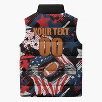 Custom American Football Grunge Sleeveless Puffer Jacket Special Version - Wonder Print Shop