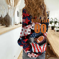 Custom American Football Grunge Women Casual Shirt Special Version - Wonder Print Shop