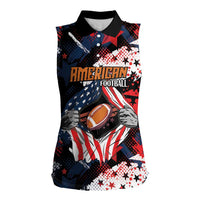 Custom American Football Grunge Women Sleeveless Polo Shirt Special Version - Wonder Print Shop