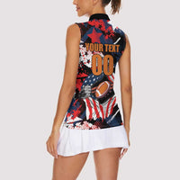 Custom American Football Grunge Women Sleeveless Polo Shirt Special Version - Wonder Print Shop