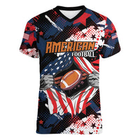 Custom American Football Grunge Women V-Neck T-Shirt Special Version - Wonder Print Shop