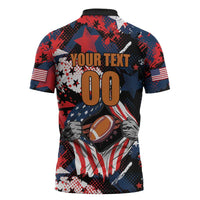 Custom American Football Grunge Zipper Polo Shirt Special Version - Wonder Print Shop