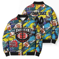 Custom American Football Graffiti Bomber Puffer Jacket Unique Style - Wonder Print Shop