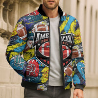 Custom American Football Graffiti Bomber Puffer Jacket Unique Style - Wonder Print Shop