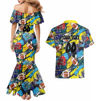 Custom American Football Graffiti Couples Matching Mermaid Dress and Hawaiian Shirt Unique Style - Wonder Print Shop