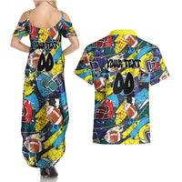 Custom American Football Graffiti Couples Matching Summer Maxi Dress and Hawaiian Shirt Unique Style - Wonder Print Shop
