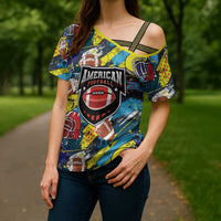 Custom American Football Graffiti Cross Shoulder Shirt Unique Style - Wonder Print Shop