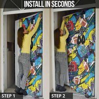 Custom American Football Graffiti Door Cover Unique Style - Wonder Print Shop