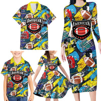 Custom American Football Graffiti Family Matching Long Sleeve Bodycon Dress and Hawaiian Shirt Unique Style - Wonder Print Shop
