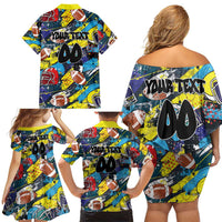 Custom American Football Graffiti Family Matching Off Shoulder Short Dress and Hawaiian Shirt Unique Style - Wonder Print Shop