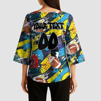Custom American Football Graffiti Kimono Sleeve Blouse Unique Style - Wonder Print Shop