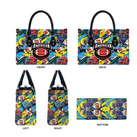 American Football Graffiti Leather Bag Unique Style - Wonder Print Shop
