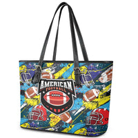 American Football Graffiti Leather Tote Bag Unique Style - Wonder Print Shop