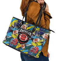 American Football Graffiti Leather Tote Bag Unique Style - Wonder Print Shop