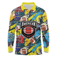 Custom American Football Graffiti Long Sleeve Polo Shirt Unique Style - Wonder Print Shop