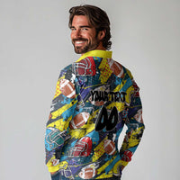 Custom American Football Graffiti Long Sleeve Polo Shirt Unique Style - Wonder Print Shop