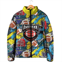 Custom American Football Graffiti Padded Jacket Unique Style - Wonder Print Shop