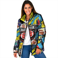 Custom American Football Graffiti Padded Jacket Unique Style - Wonder Print Shop