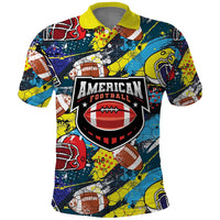 Custom American Football Graffiti Polo Shirt Unique Style - Wonder Print Shop