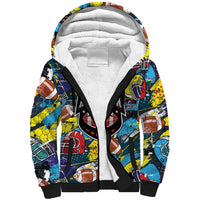 Custom American Football Graffiti Sherpa Hoodie Unique Style - Wonder Print Shop