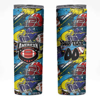 Custom American Football Graffiti Skinny Tumbler Unique Style - Wonder Print Shop
