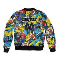 Custom American Football Graffiti Sleeve Zip Bomber Jacket Unique Style - Wonder Print Shop