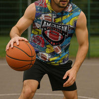 Custom American Football Graffiti Sleeveless Hoodie Unique Style - Wonder Print Shop