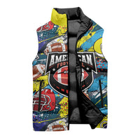 Custom American Football Graffiti Sleeveless Puffer Jacket Unique Style - Wonder Print Shop