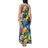 Custom American Football Graffiti Tank Maxi Dress Unique Style - Wonder Print Shop