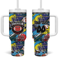 Custom American Football Graffiti Tumbler With Handle Unique Style - Wonder Print Shop