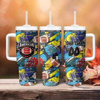 Custom American Football Graffiti Tumbler With Handle Unique Style - Wonder Print Shop