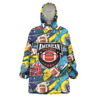 Custom American Football Graffiti Wearable Blanket Hoodie Unique Style - Wonder Print Shop