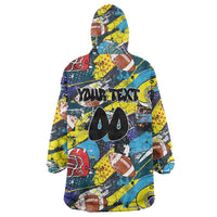 Custom American Football Graffiti Wearable Blanket Hoodie Unique Style - Wonder Print Shop