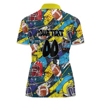 Custom American Football Graffiti Women Polo Shirt Unique Style - Wonder Print Shop