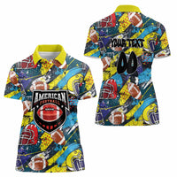 Custom American Football Graffiti Women Polo Shirt Unique Style - Wonder Print Shop