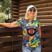 Custom American Football Graffiti Women Polo Shirt Unique Style - Wonder Print Shop