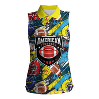 Custom American Football Graffiti Women Sleeveless Polo Shirt Unique Style - Wonder Print Shop