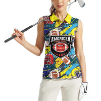 Custom American Football Graffiti Women Sleeveless Polo Shirt Unique Style - Wonder Print Shop