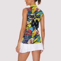 Custom American Football Graffiti Women Sleeveless Polo Shirt Unique Style - Wonder Print Shop