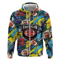 Custom American Football Graffiti Zip Hoodie Unique Style - Wonder Print Shop