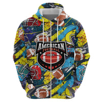 Custom American Football Graffiti Zip Hoodie Unique Style - Wonder Print Shop