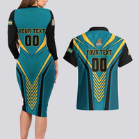 Custom Rugby Bahamas Couples Matching Long Sleeve Bodycon Dress and Hawaiian Shirt The Bahamas Go Champion - Wonder Print Shop