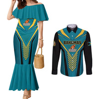 Custom Rugby Bahamas Couples Matching Mermaid Dress and Long Sleeve Button Shirt The Bahamas Go Champion - Wonder Print Shop
