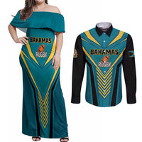 Custom Rugby Bahamas Couples Matching Off Shoulder Maxi Dress and Long Sleeve Button Shirt The Bahamas Go Champion - Wonder Print Shop