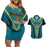 Custom Rugby Bahamas Couples Matching Off Shoulder Short Dress and Hawaiian Shirt The Bahamas Go Champion - Wonder Print Shop
