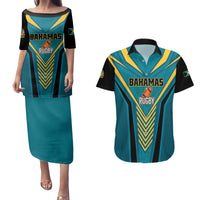 Custom Rugby Bahamas Couples Matching Puletasi and Hawaiian Shirt The Bahamas Go Champion - Wonder Print Shop